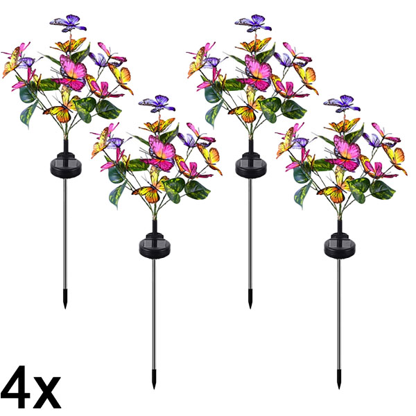 4x Luces solares para exterior con forma de mariposas | FLUTIX
